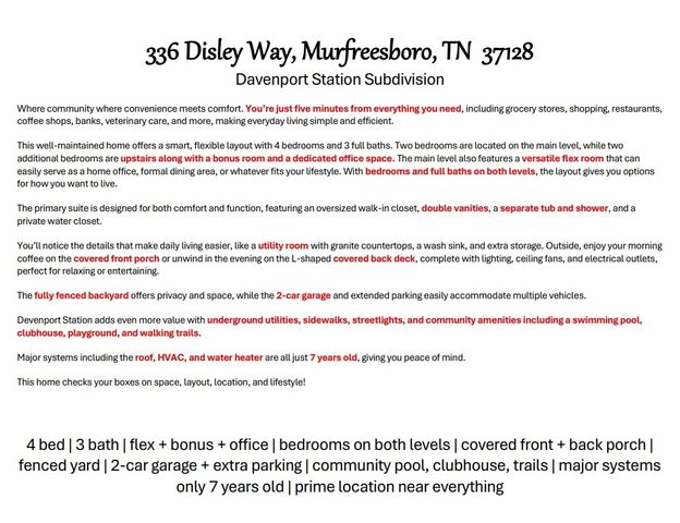 336 Disley Way, Murfreesboro, TN 37128