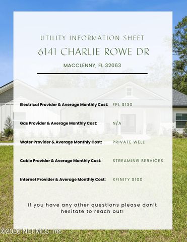 6141 CHARLIE ROWE Drive, Macclenny, FL 32063