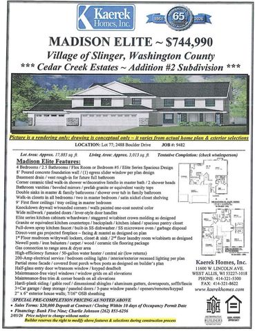 2488 Boulder DRIVE, Slinger, WI 53086