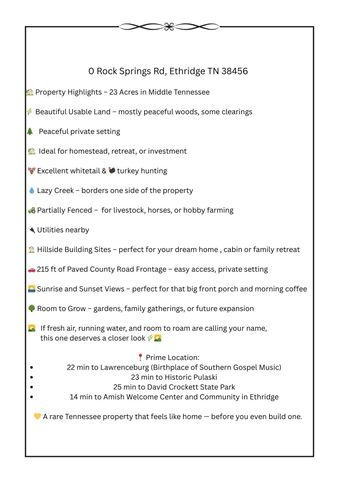 0 Rock Springs Rd, Ethridge, TN 38456