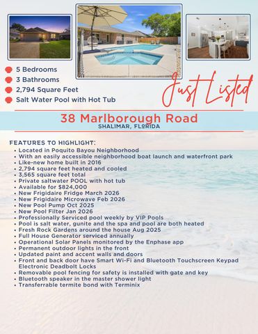 38 Marlborough Road, Shalimar, FL 32579