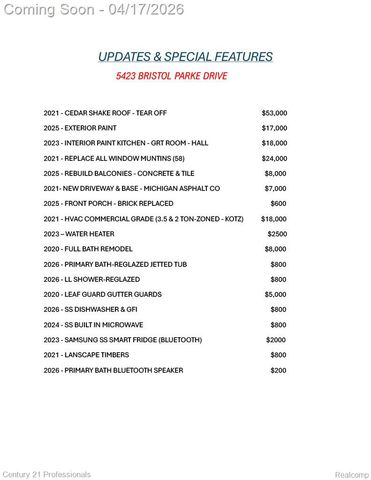 5423 Bristol Parke Drive, Independence Charter Township, MI 48348