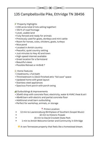135 Campbellsville Pike, Ethridge, TN 38456