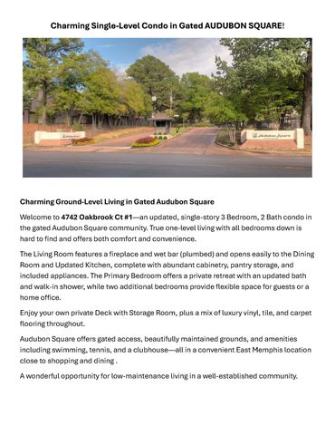 4742 Oakbrook Ct Apt 1, Memphis, TN 38117