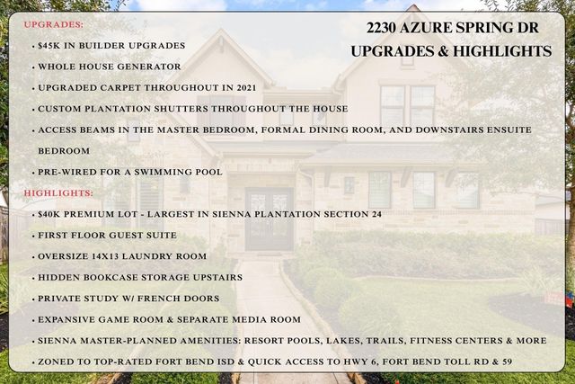 2230 Azure Spring Drive, Missouri City, TX 77459