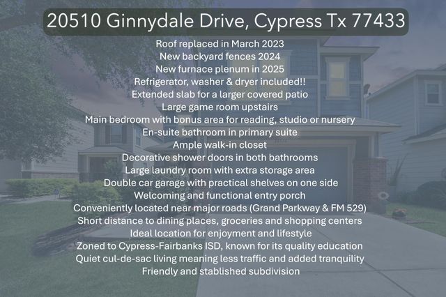 20510 Ginnydale Drive, Cypress, TX 77433