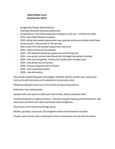 2394 Wildlife COURT, Richfield, WI 53076