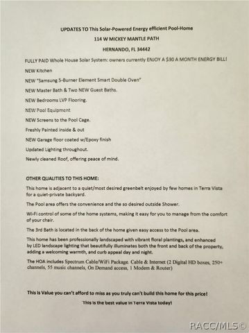 114 W Mickey Mantle Path, Hernando, FL 34442