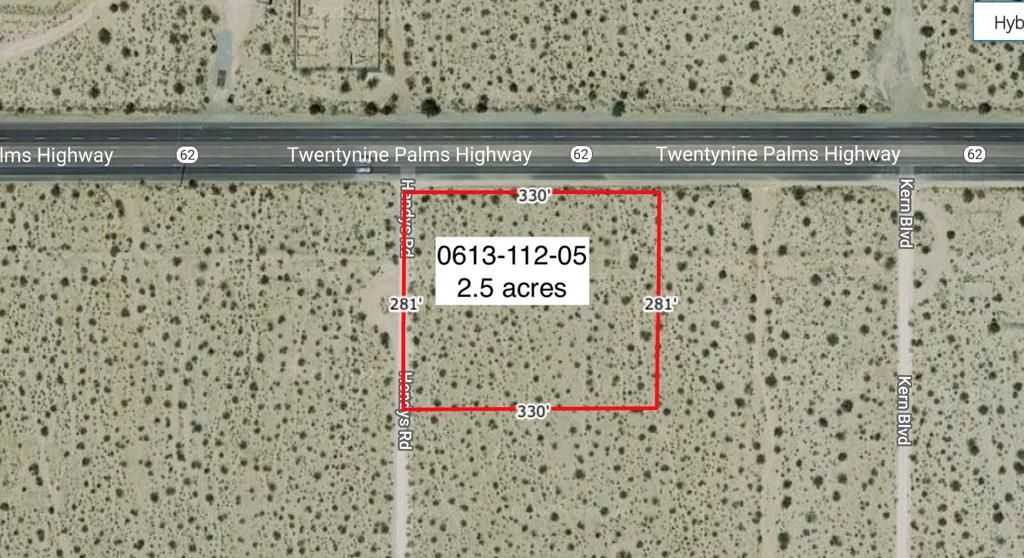 2 .5 Acres On Hwy 62 Near Hendy'S Road, 29 Palms, CA 92277