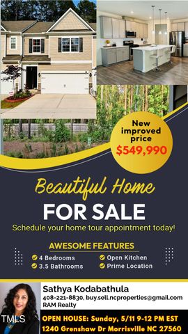 1240 Grenshaw Drive, Morrisville, NC 27560
