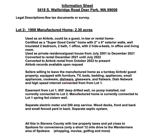 5418 B S Wallbridge Rd, Deer Park, WA 99006