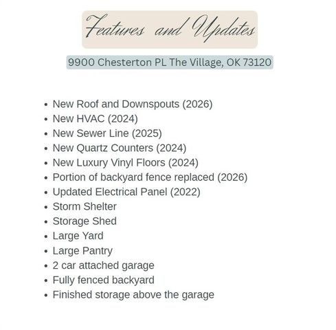 9900 Chesterton Place, The Village, OK 73120