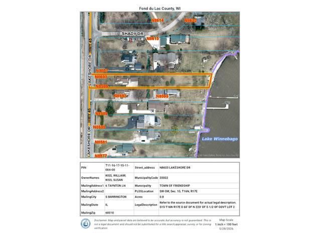 N8599 LAKESHORE DRIVE, Fond Du Lac, WI 54937