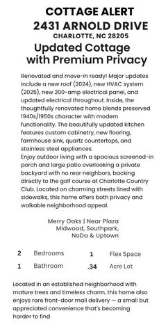2431 Arnold Drive, Charlotte, NC 28205