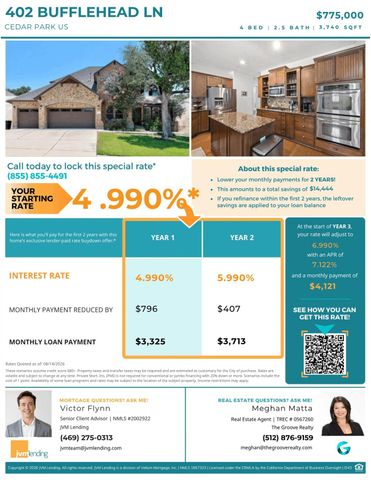 402 Bufflehead LN, Cedar Park, TX 78613