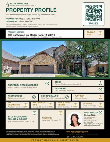 402 Bufflehead LN, Cedar Park, TX 78613