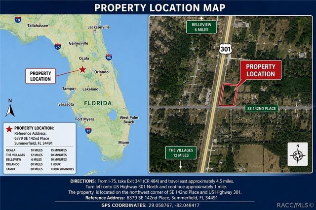 Corner SE 142ND PLACE & S US HWY-301, Summerfield, FL 34491