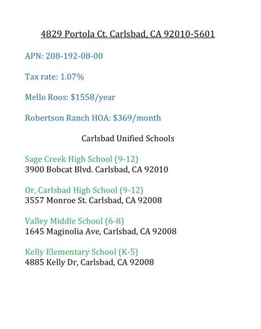 4829 Portola Court, Carlsbad, CA 92010