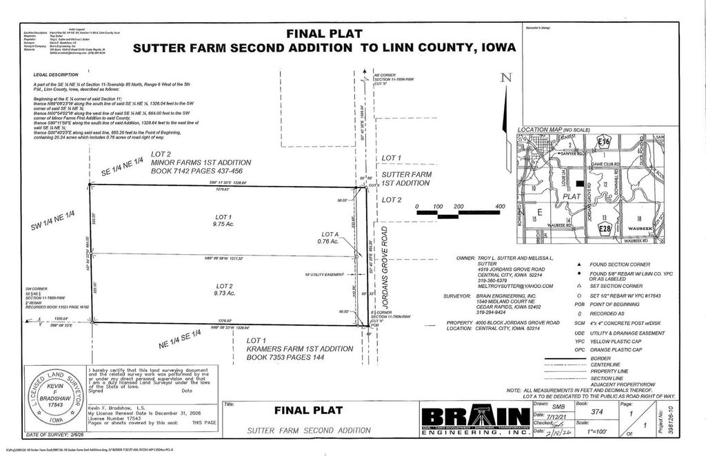 Jordans Grove Road, Central City, IA 52214