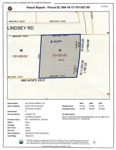 0 Lindsey Unit 27 Road, Jackson, MI 49201