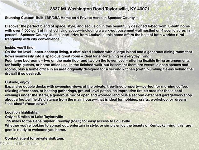 3637 Mt Washington Rd, Taylorsville, KY 40071