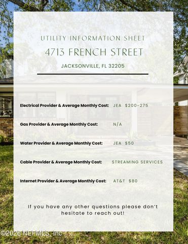 4713 FRENCH Street, Jacksonville, FL 32205