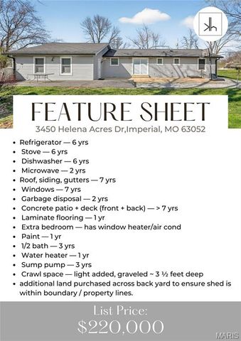 3450 Helena Acres Drive, Imperial, MO 63052