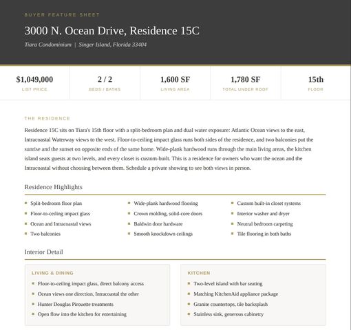 3000 N Ocean Drive 15C, Singer Island, FL 33404