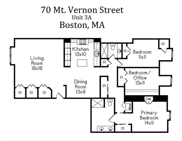 70 Mt Vernon 3A, Boston, MA 02108